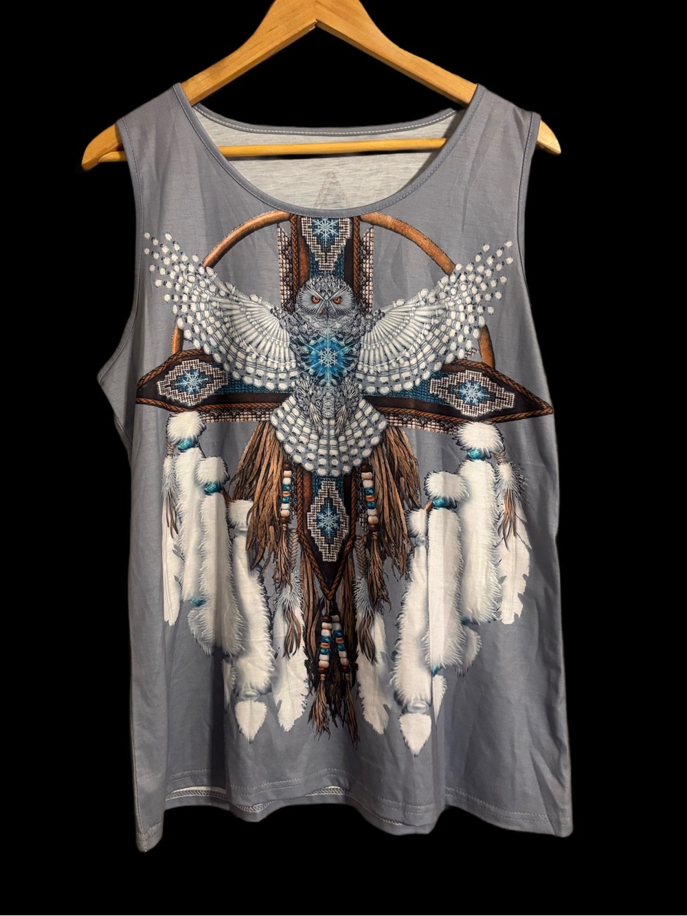 Women's Retro Ethnic Style Owl Scoopneck Sleeveless Tank Top
Gray Multi Sz L
